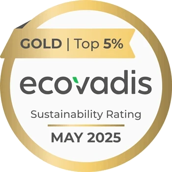 Médaille Gold EcoVadis, top 5 % des entreprises évaluées, mai 2025